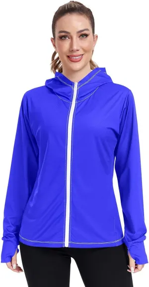 Womens Lightweight Hoodie Long Sleeve Sun Shirts UPF 50  Protection Light Sweatshirt Hiking Outdoor