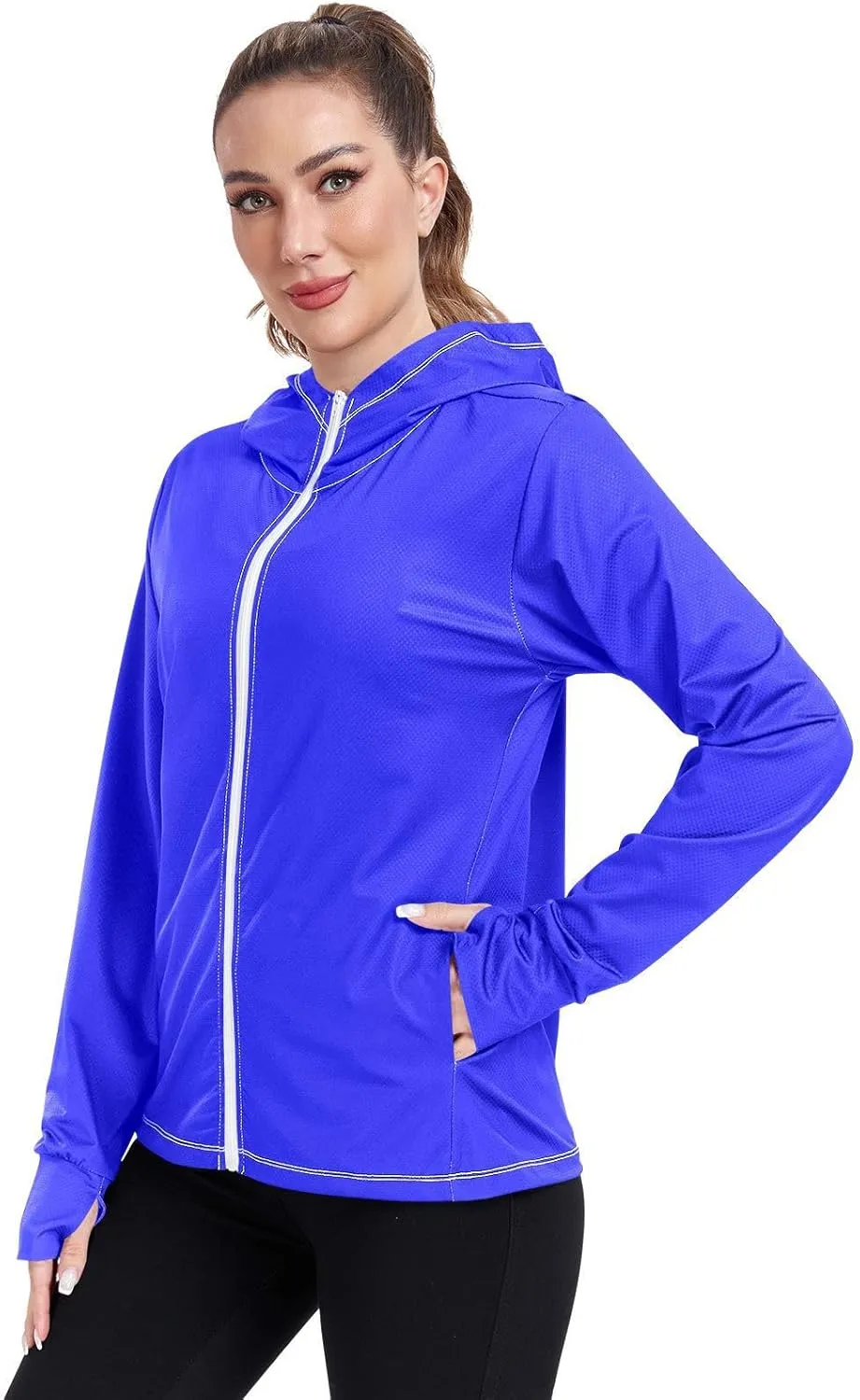 Womens Lightweight Hoodie Long Sleeve Sun Shirts UPF 50  Protection Light Sweatshirt Hiking Outdoor