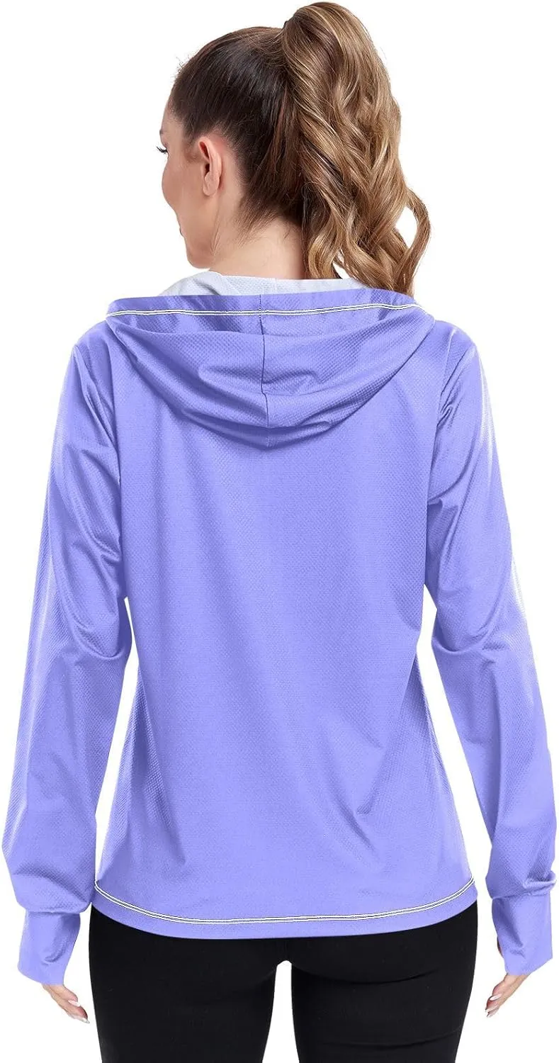 Womens Lightweight Hoodie Long Sleeve Sun Shirts UPF 50  Protection Light Sweatshirt Hiking Outdoor