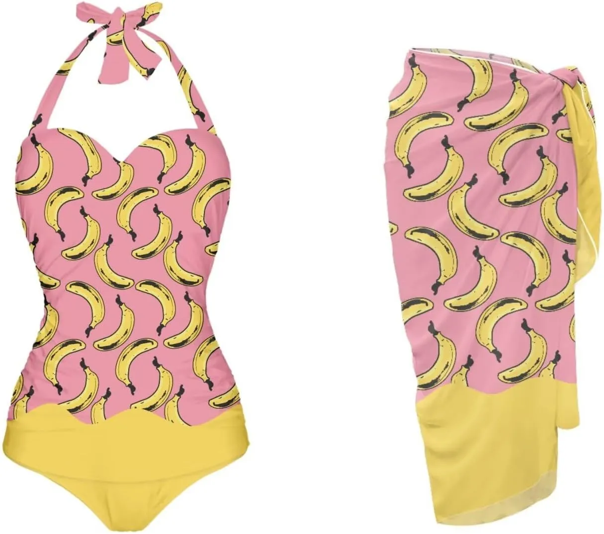 Womens One-Piece Swimsuits with Cover Up Wrap Skirt Tummy Control Swimwear Plus Size Bathing Suit 2X Monokini