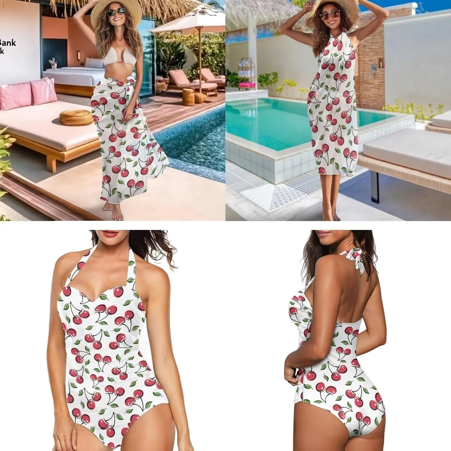 Womens One-Piece Swimsuits with Cover Up Wrap Skirt Tummy Control Swimwear Plus Size Bathing Suit 2X Monokini