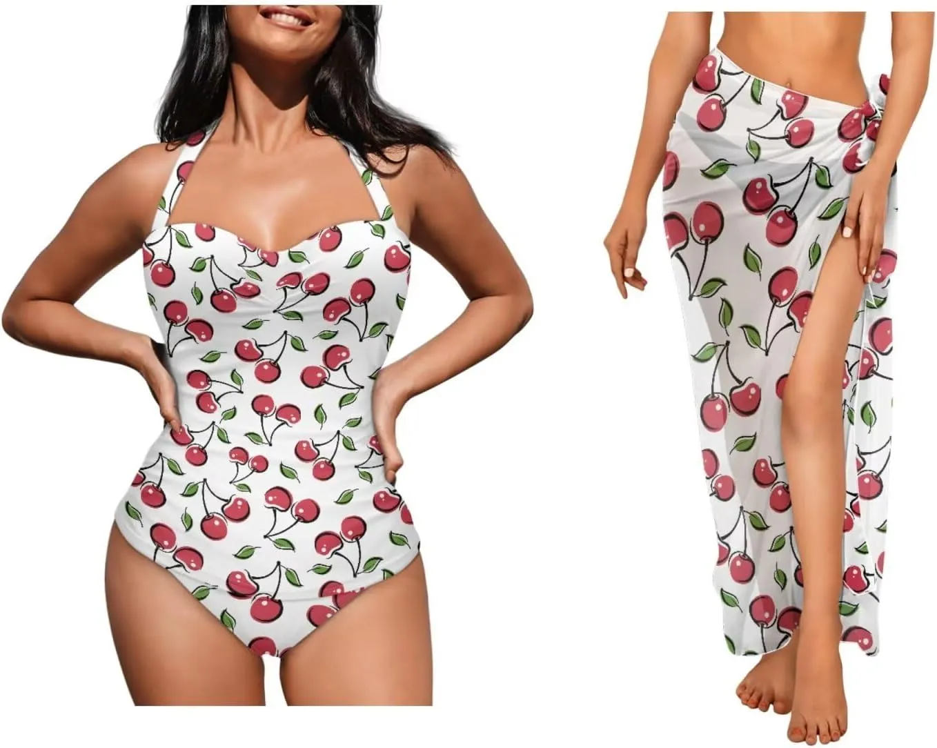 Womens One-Piece Swimsuits with Cover Up Wrap Skirt Tummy Control Swimwear Plus Size Bathing Suit 2X Monokini