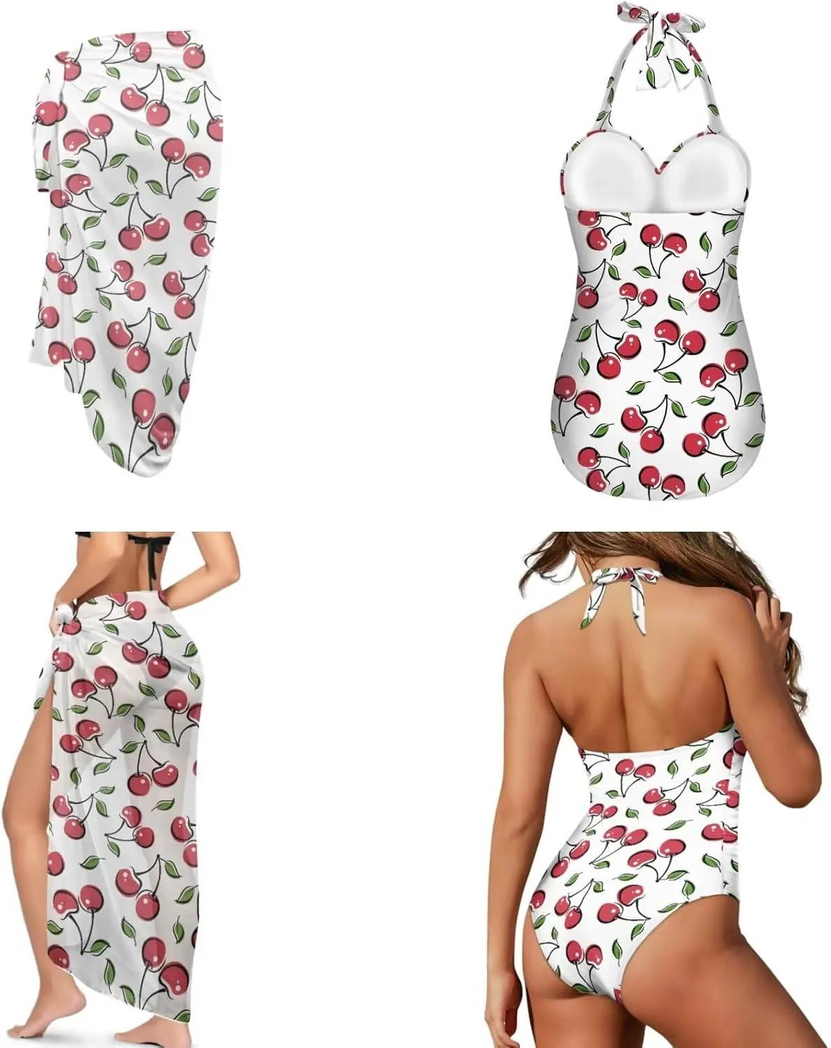 Womens One-Piece Swimsuits with Cover Up Wrap Skirt Tummy Control Swimwear Plus Size Bathing Suit 2X Monokini