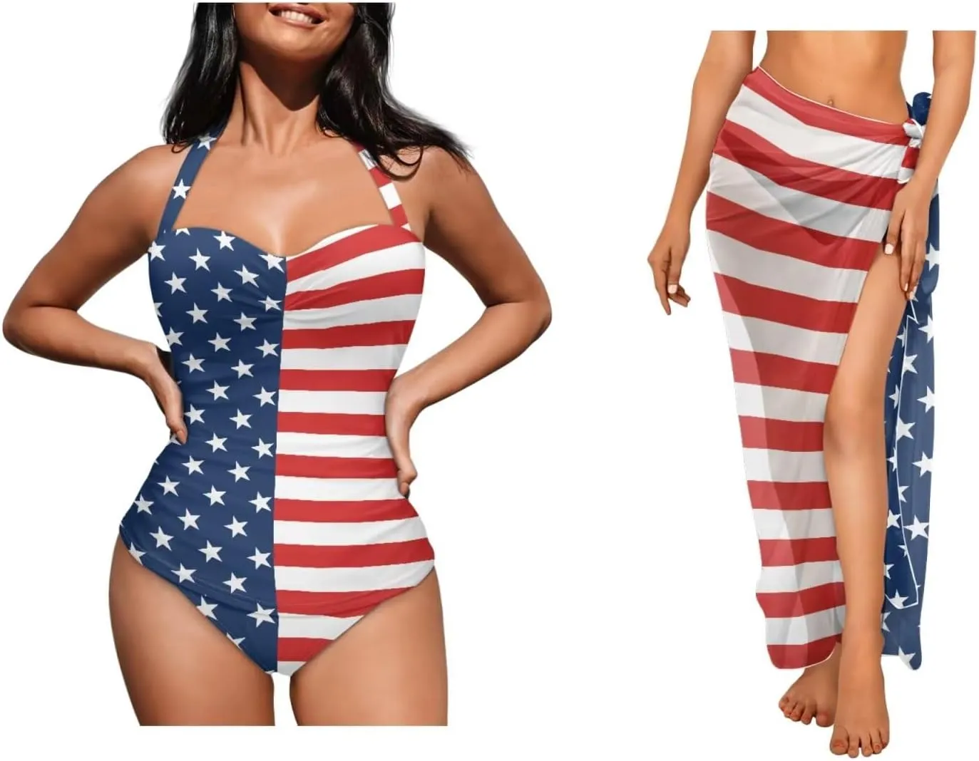 Womens One-Piece Swimsuits with Cover Up Wrap Skirt Tummy Control Swimwear Plus Size Bathing Suit 2X Monokini