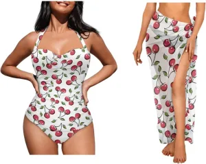 Womens One-Piece Swimsuits with Cover Up Wrap Skirt Tummy Control Swimwear Plus Size Bathing Suit 2X Monokini