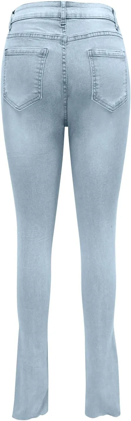 Women's Ripped Skinny Jeans High Waisted Stretchy Denim Pants Slim Fit Destroyed Distressed Jean Pants for Women