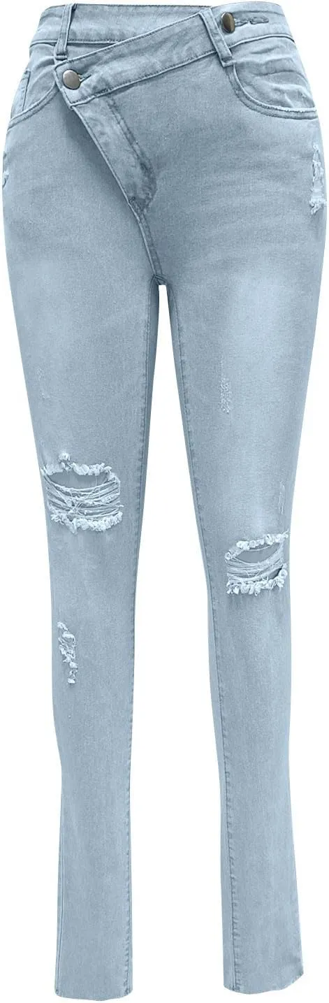Women's Ripped Skinny Jeans High Waisted Stretchy Denim Pants Slim Fit Destroyed Distressed Jean Pants for Women