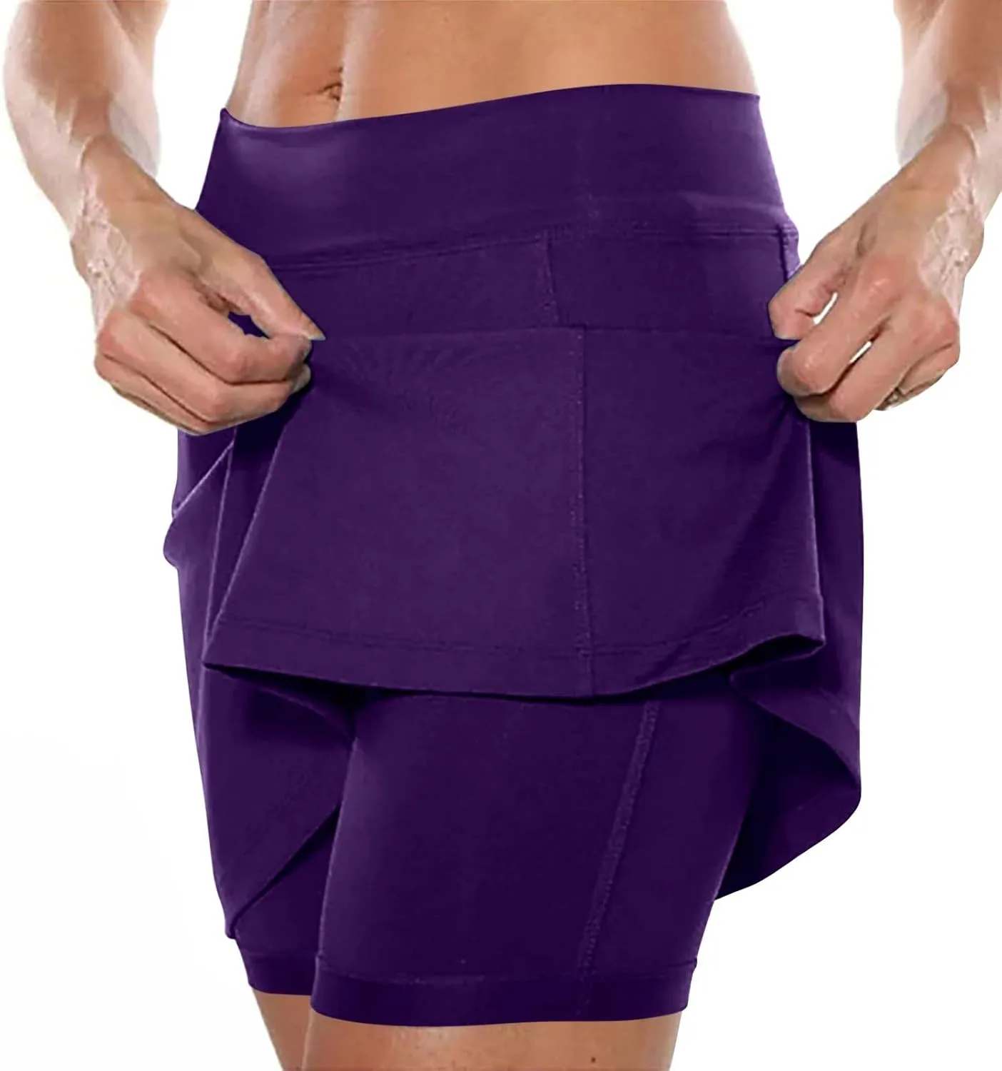 Womens Skorts with Pockets Tummy Control Plus Size Skorts High Waist Athletic Sports Pants Skirt Casual Shorts