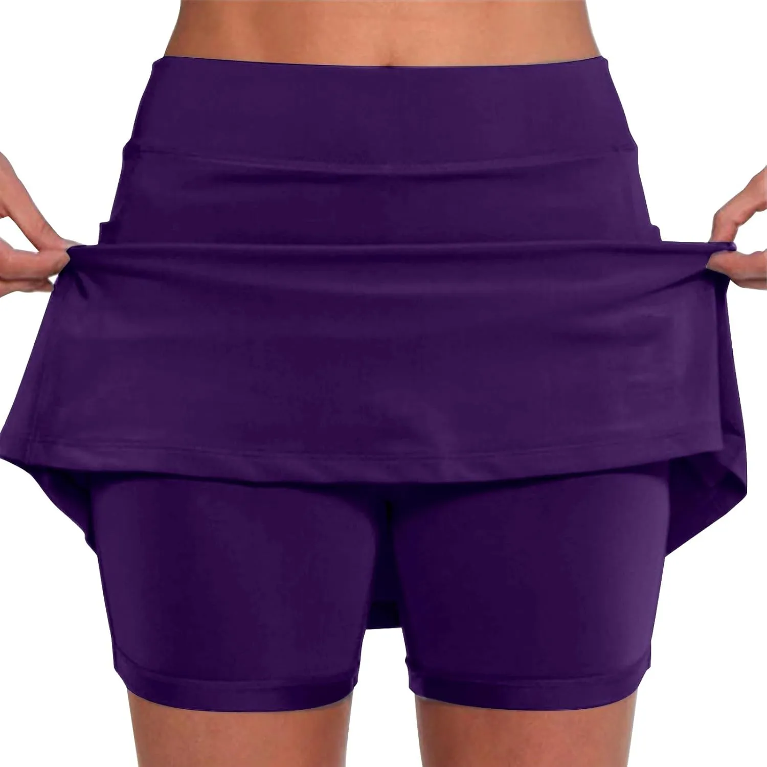 Womens Skorts with Pockets Tummy Control Plus Size Skorts High Waist Athletic Sports Pants Skirt Casual Shorts