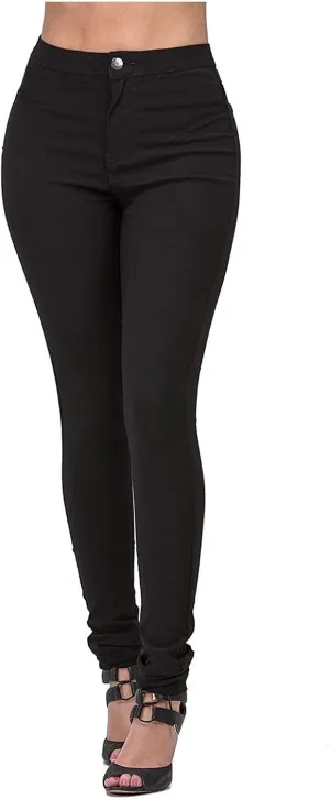 Women's Slim Fit Pencil Pants High Waist Button Tights Leggings Stretch Straight Leg Trousers Dressy Casual Work Pant