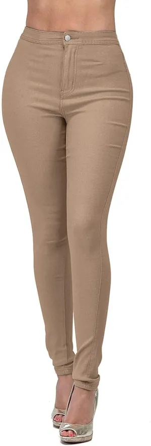 Women's Slim Fit Pencil Pants High Waist Button Tights Leggings Stretch Straight Leg Trousers Dressy Casual Work Pant