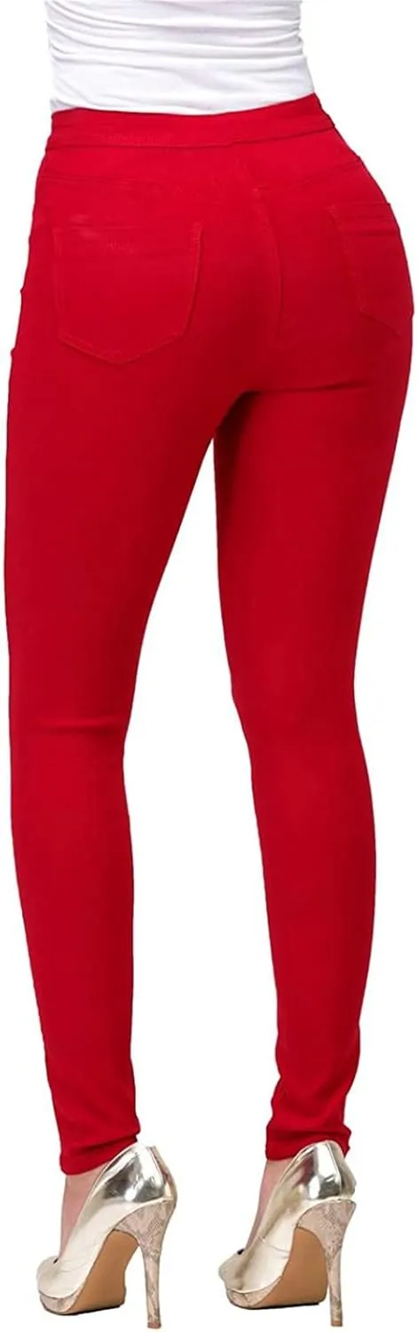 Women's Slim Fit Pencil Pants High Waist Button Tights Leggings Stretch Straight Leg Trousers Dressy Casual Work Pant
