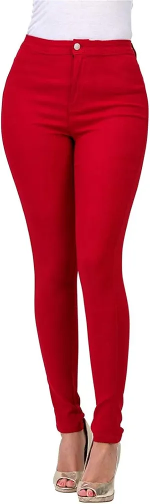 Women's Slim Fit Pencil Pants High Waist Button Tights Leggings Stretch Straight Leg Trousers Dressy Casual Work Pant