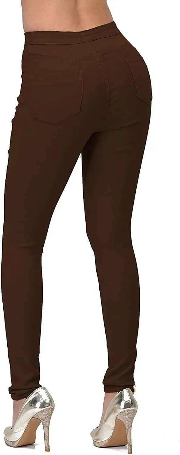 Women's Slim Fit Pencil Pants High Waist Button Tights Leggings Stretch Straight Leg Trousers Dressy Casual Work Pant