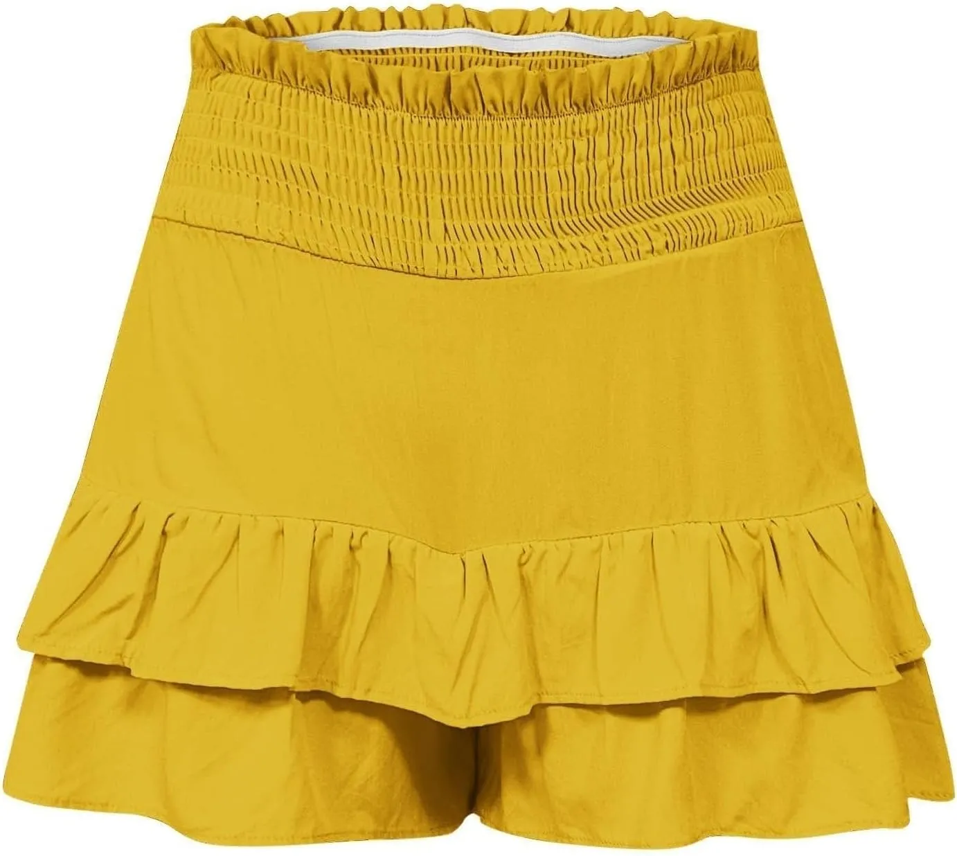Women's Summer Cute Stretch Waist Solid Smocked Tiered Ruffle Swing Beach Mini Skirt 2025, S-2XL
