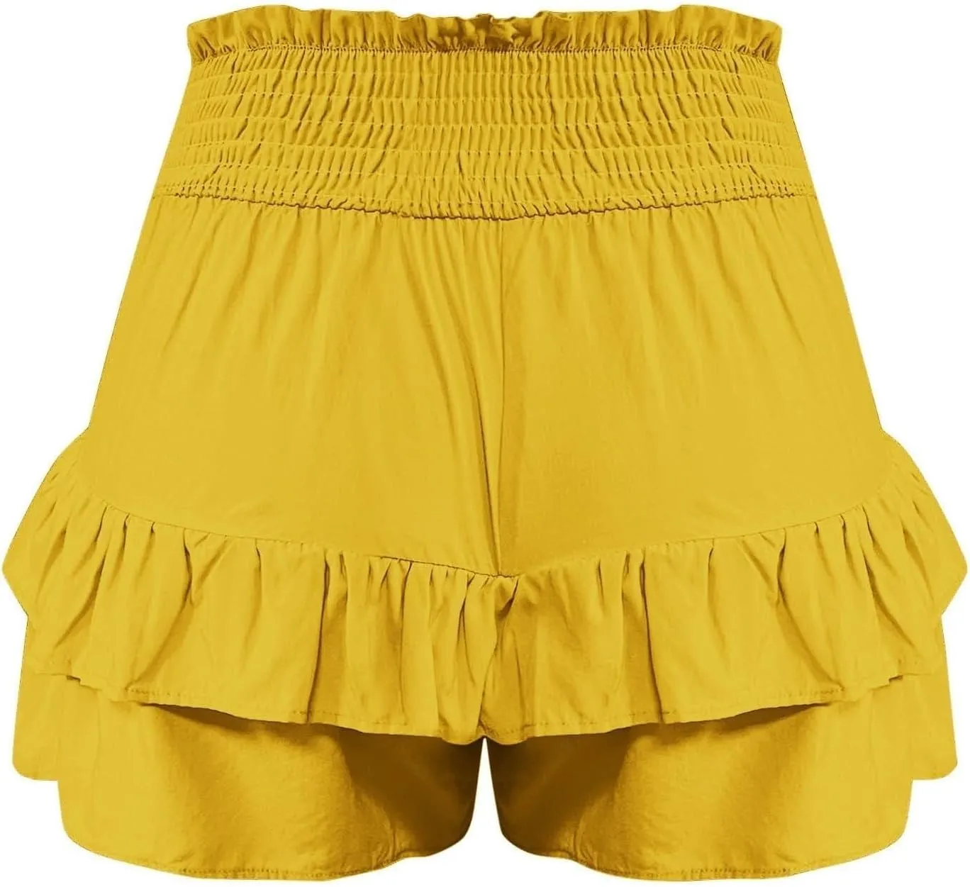 Women's Summer Cute Stretch Waist Solid Smocked Tiered Ruffle Swing Beach Mini Skirt 2025, S-2XL