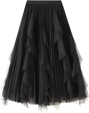 Womens Summer High Waist Tiered Beach Outfits A-Line Elastic Waist Long Skirt Bohemian Print Casual Maxi Skirt