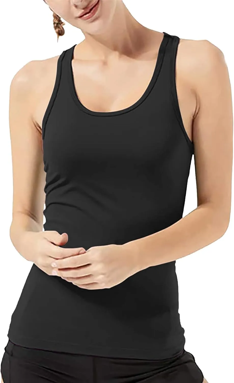 Women's Workout Racerback Tank Tops with Built in Bra Yoga Fitness Activewear Running Gym Exercise Shirts