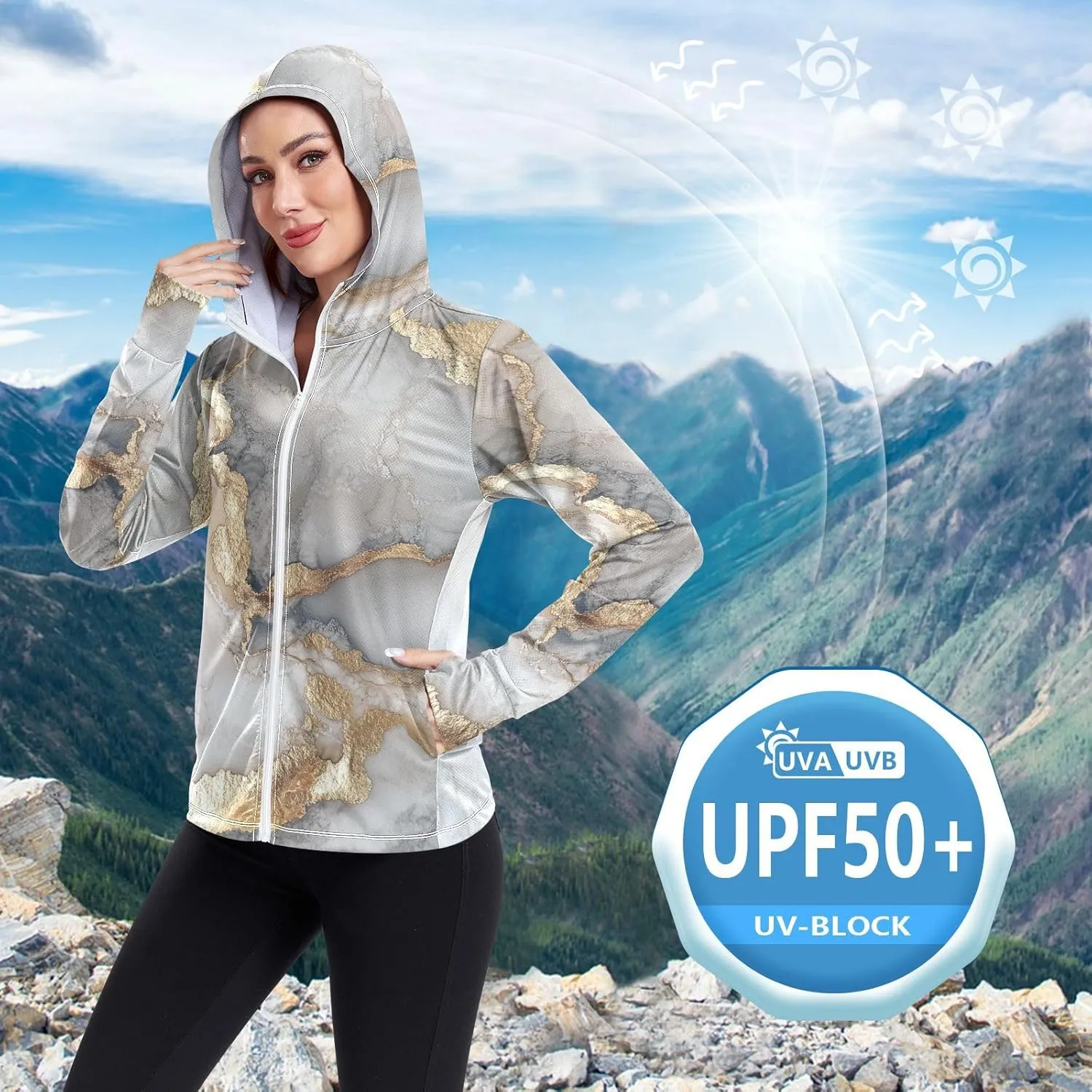 Work Hoodies For Women with Thumb Holes Athletic Shirts UPF 50  Protection Lightweight Jacket Hiking Outdoor