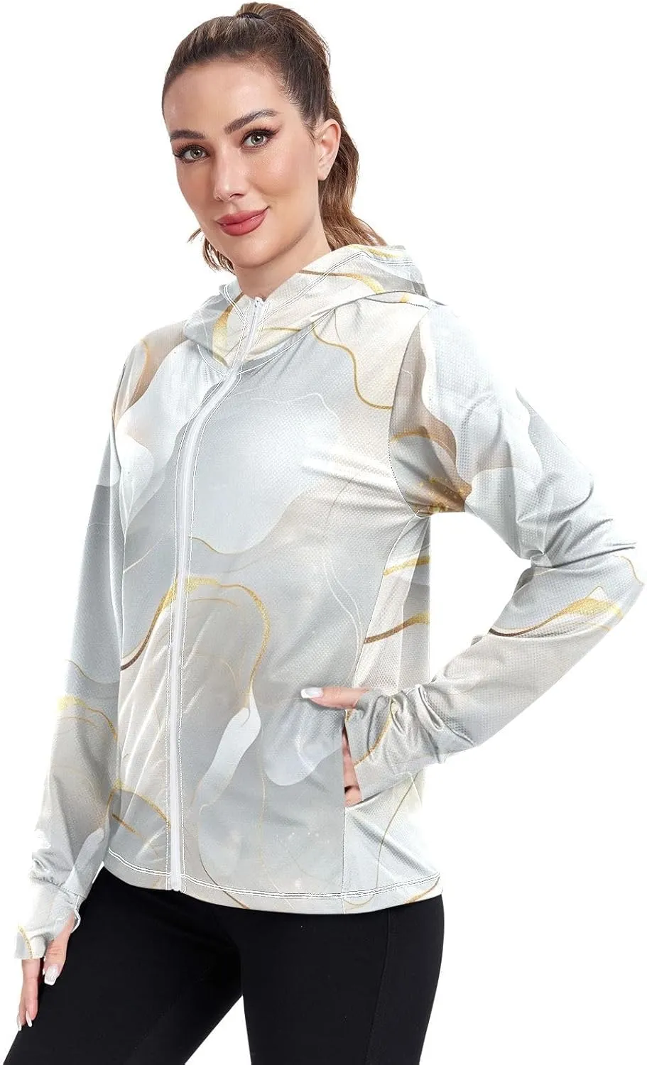Work Hoodies For Women with Thumb Holes Athletic Shirts UPF 50  Protection Lightweight Jacket Hiking Outdoor