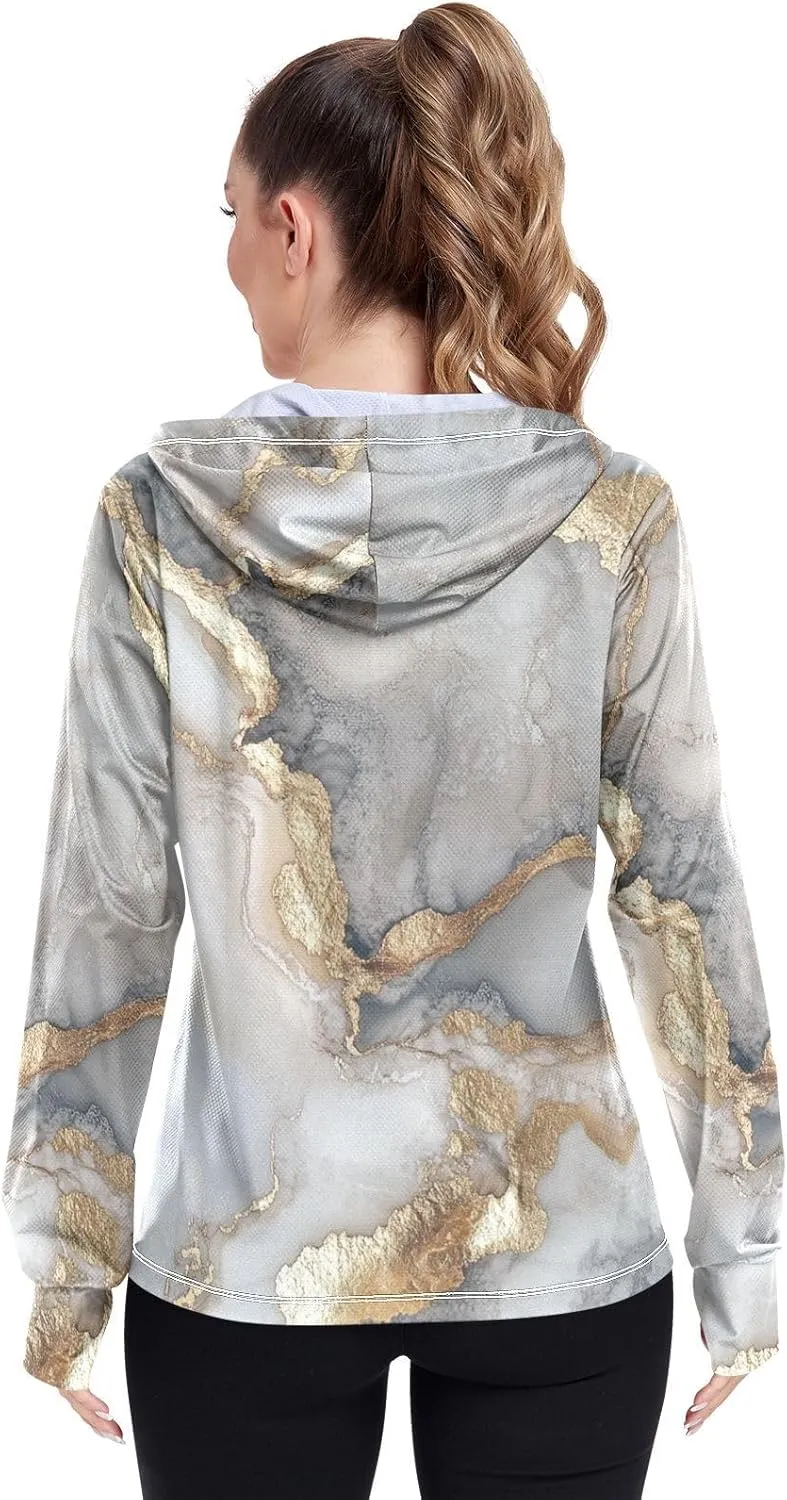 Work Hoodies For Women with Thumb Holes Athletic Shirts UPF 50  Protection Lightweight Jacket Hiking Outdoor