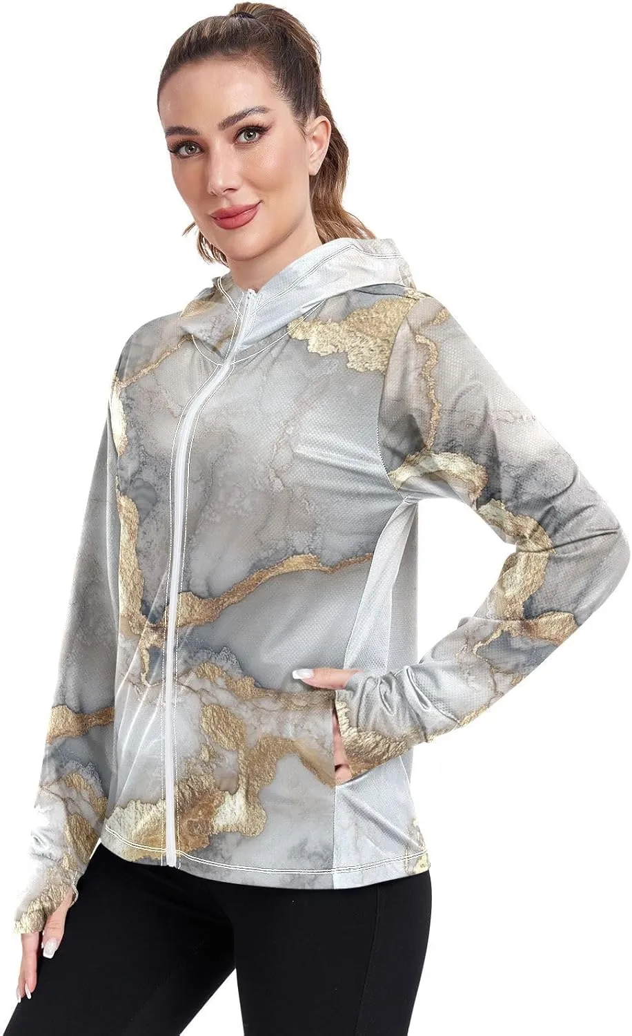 Work Hoodies For Women with Thumb Holes Athletic Shirts UPF 50  Protection Lightweight Jacket Hiking Outdoor