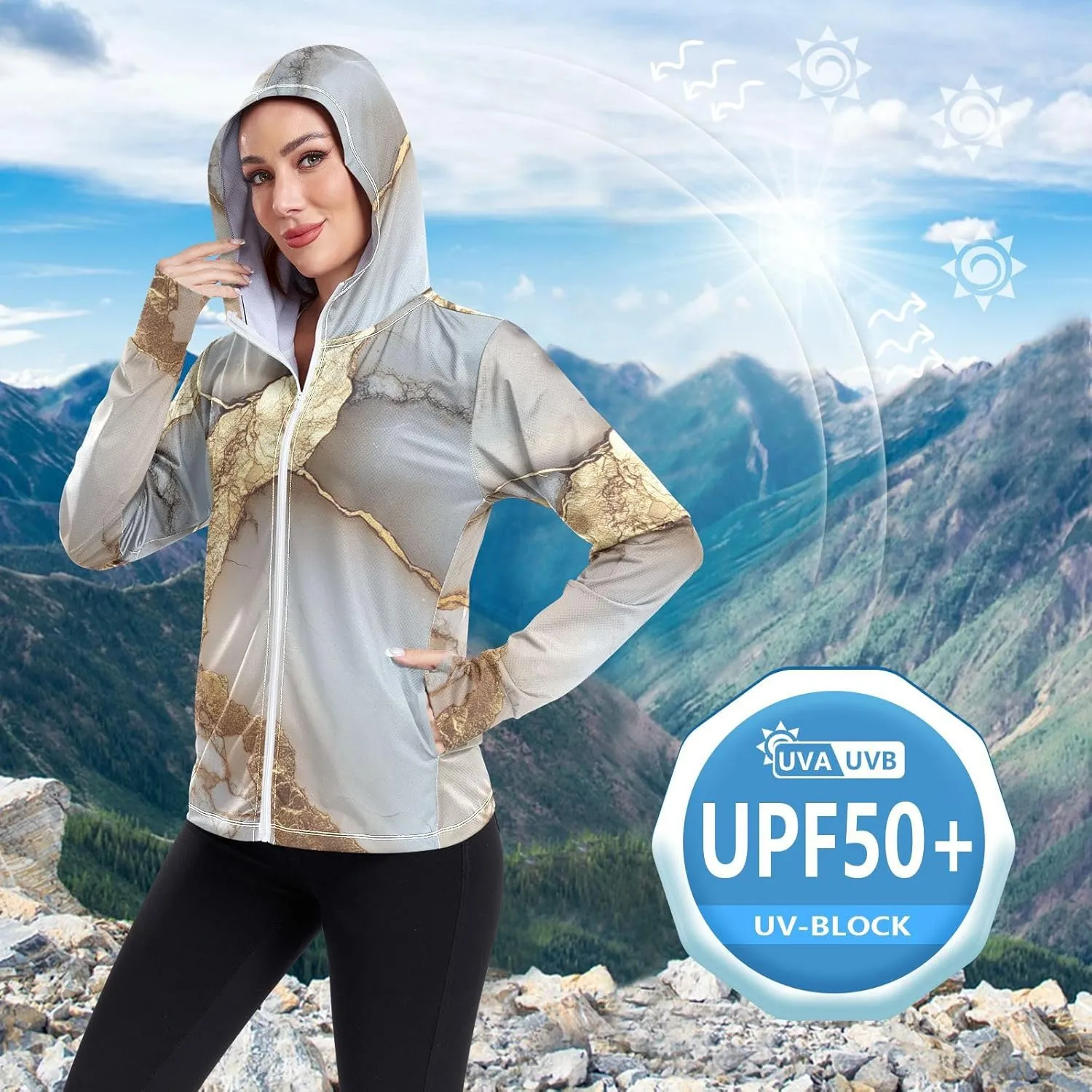 Work Hoodies For Women with Thumb Holes Athletic Shirts UPF 50  Protection Lightweight Jacket Hiking Outdoor