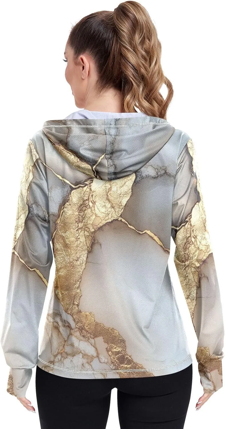 Work Hoodies For Women with Thumb Holes Athletic Shirts UPF 50  Protection Lightweight Jacket Hiking Outdoor
