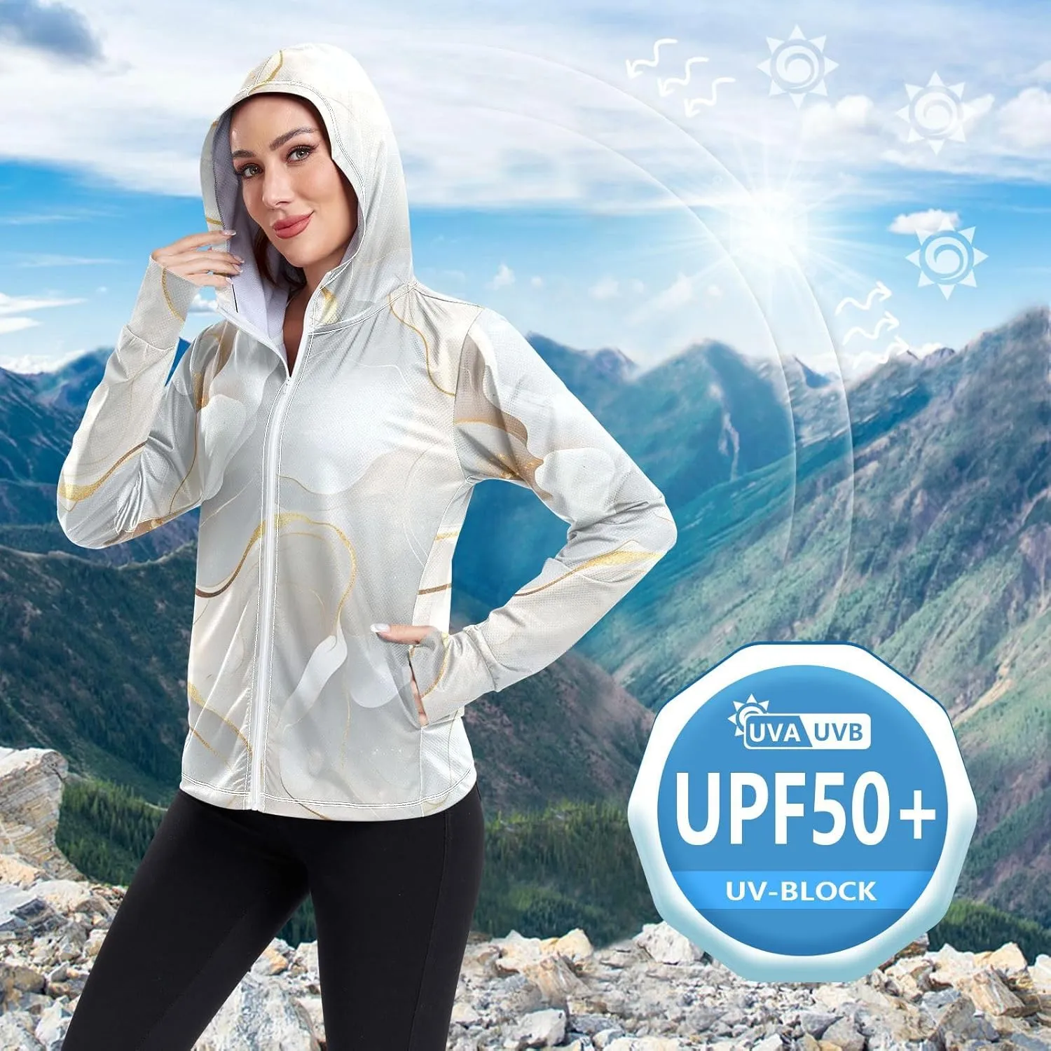 Work Hoodies For Women with Thumb Holes Athletic Shirts UPF 50  Protection Lightweight Jacket Hiking Outdoor