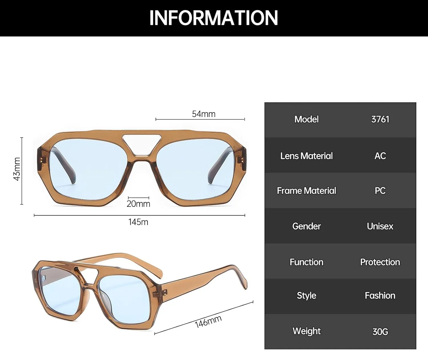 YAMEIZE 70s Double Bridge Hexagonal Sunglasses - Retro Pilot Sunglasses Square Geometric Eyewear Driving for Women Men
