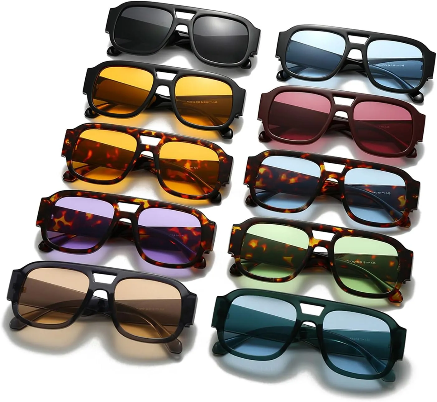 YAMEIZE Retro Style Double Bridge Pilot - Sunglasses for Women Men Vintage 70s Rectangle Sunglasses Square Shade Driving