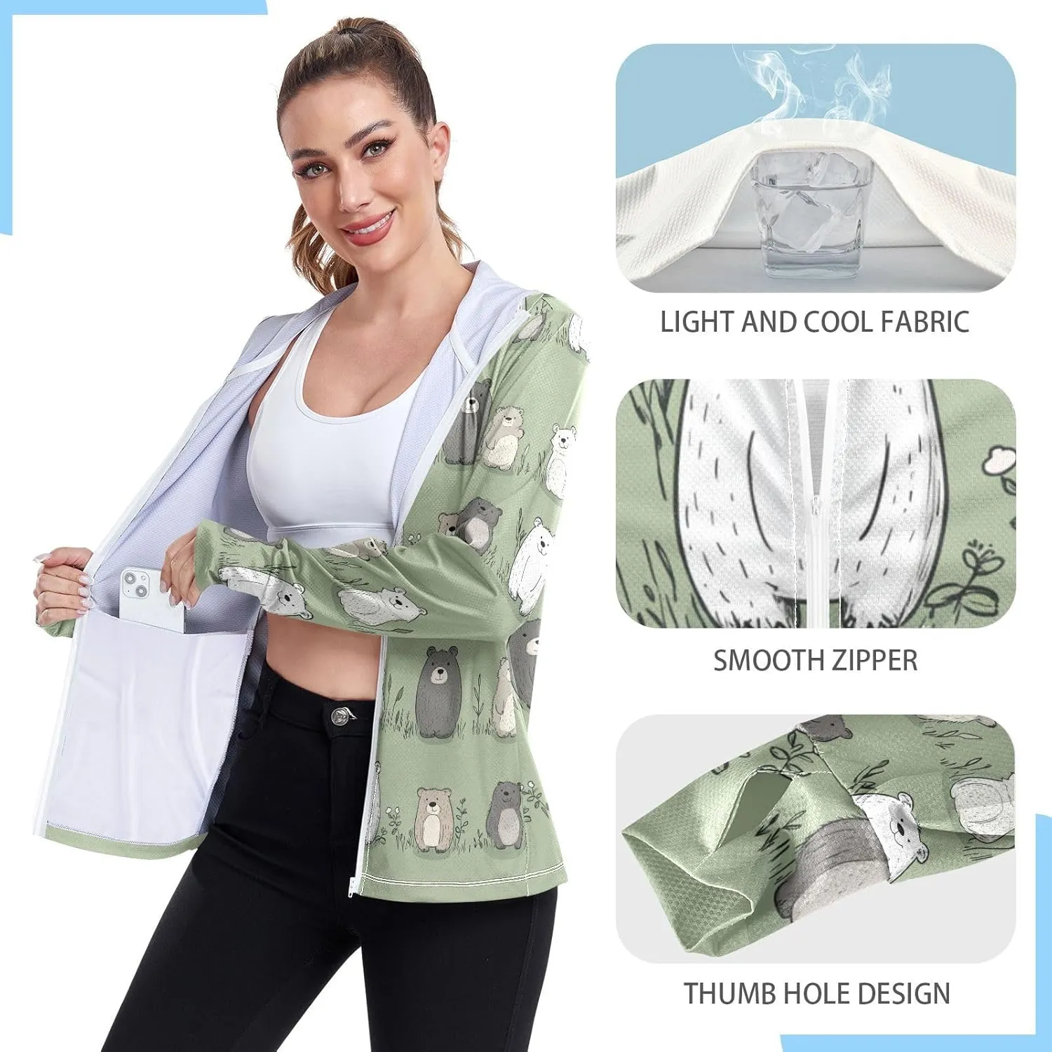 Zip Hoodie Quick Dry Camping T-Shirt UPF 50  Protection Zip Up Jacket Hiking Outdoor Performance