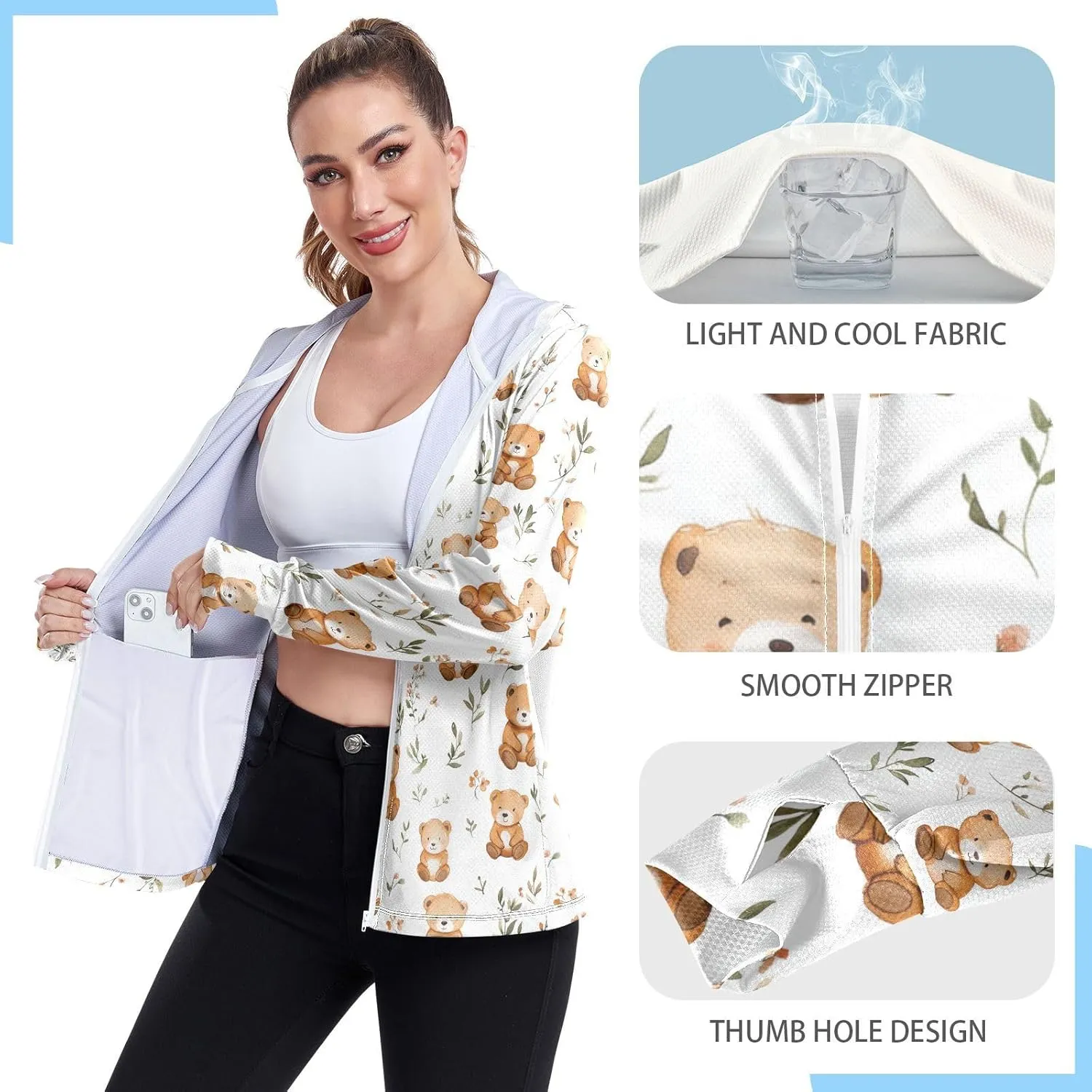 Zip Hoodie Quick Dry Camping T-Shirt UPF 50  Protection Zip Up Jacket Hiking Outdoor Performance