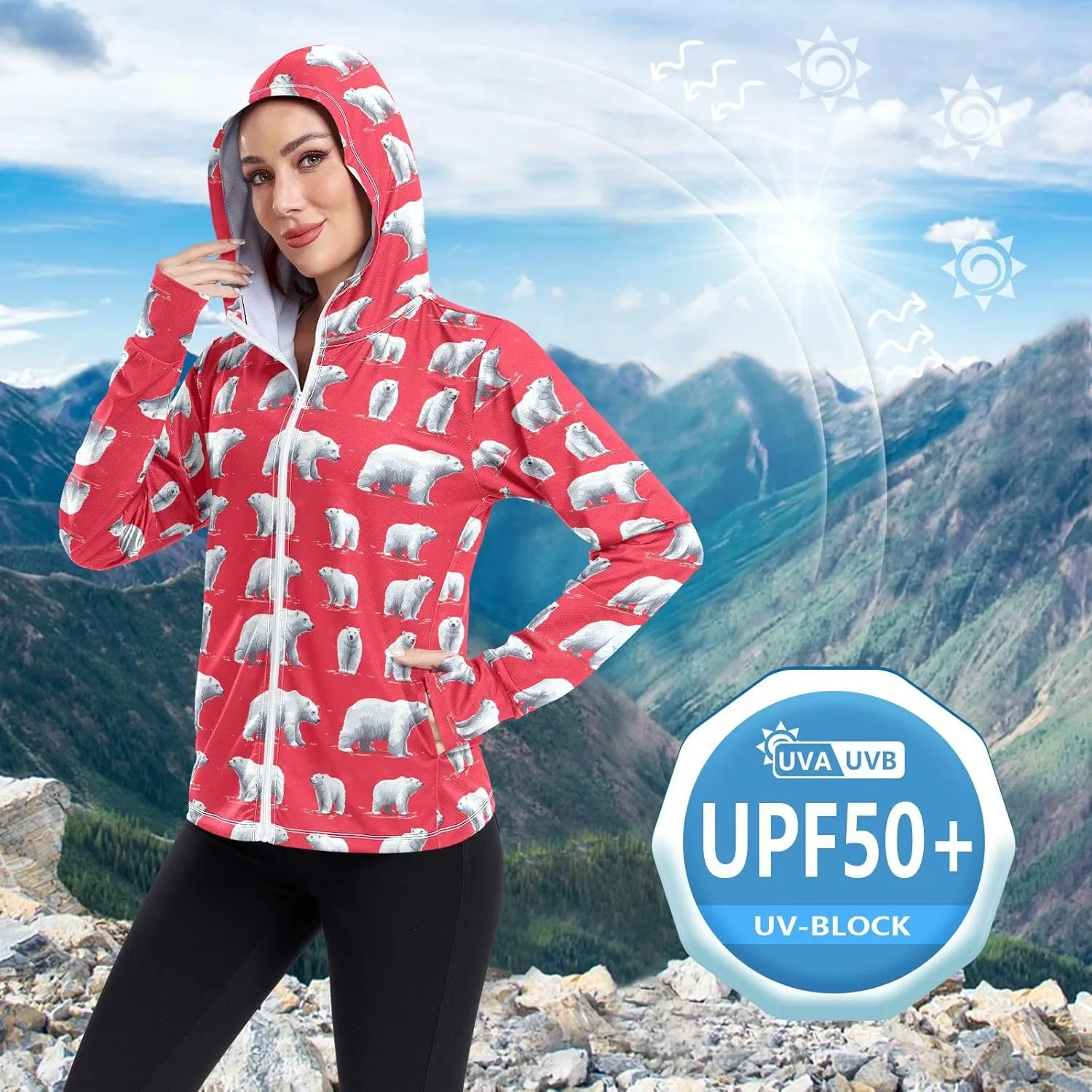 Zip Up Hoodie Women Quick Dry Gym Shirts UPF 50  Protection Lightweight Sweatshirt for Hiking Outdoor